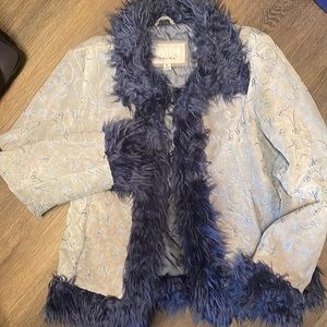 Blue Wilson's Leather Maxima Vintage Jacket with Faux Fun Trim